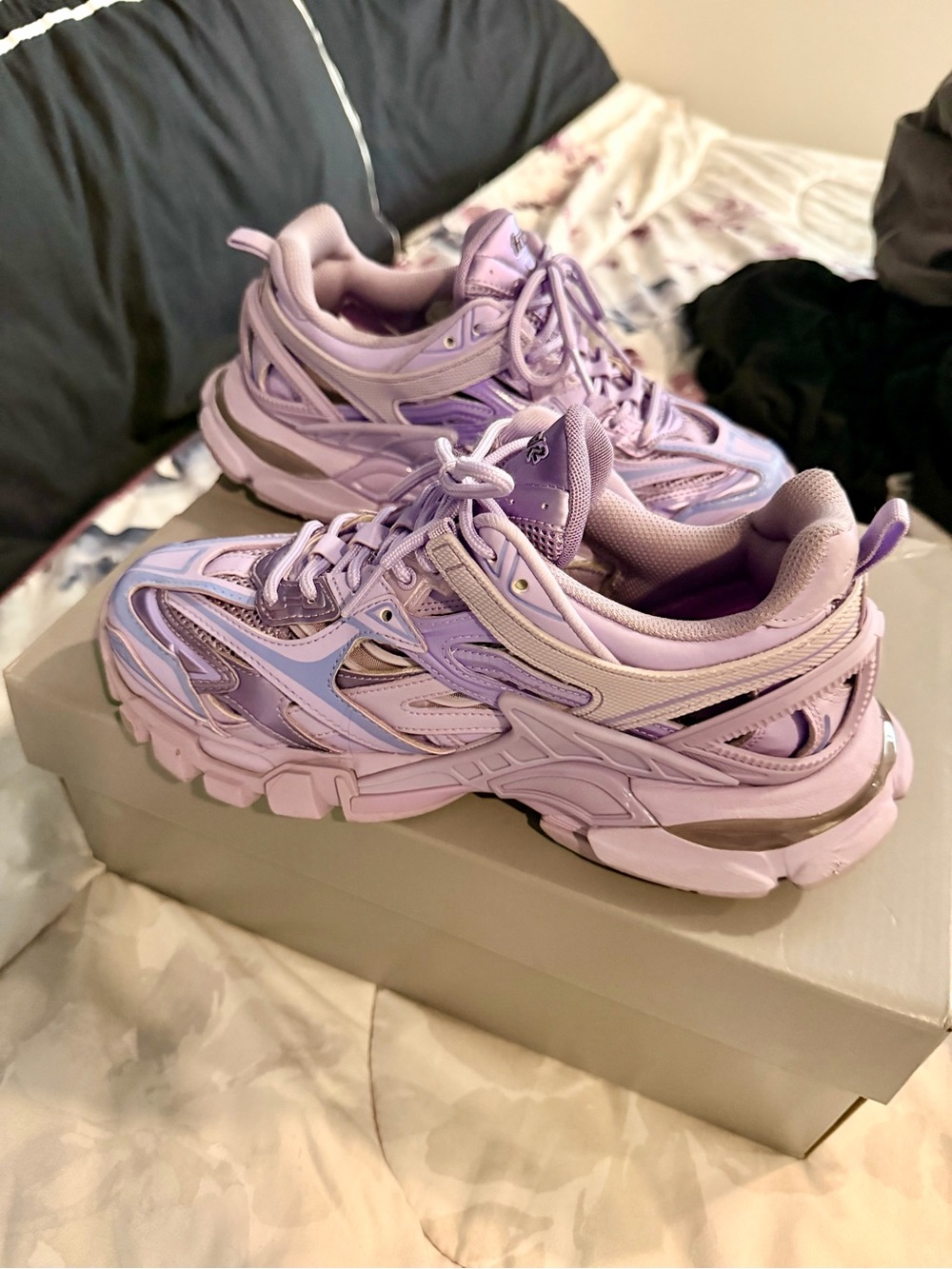 Auth Balenciaga Track 2 Lilac Layered Chunky Sneaker box and dust bag included